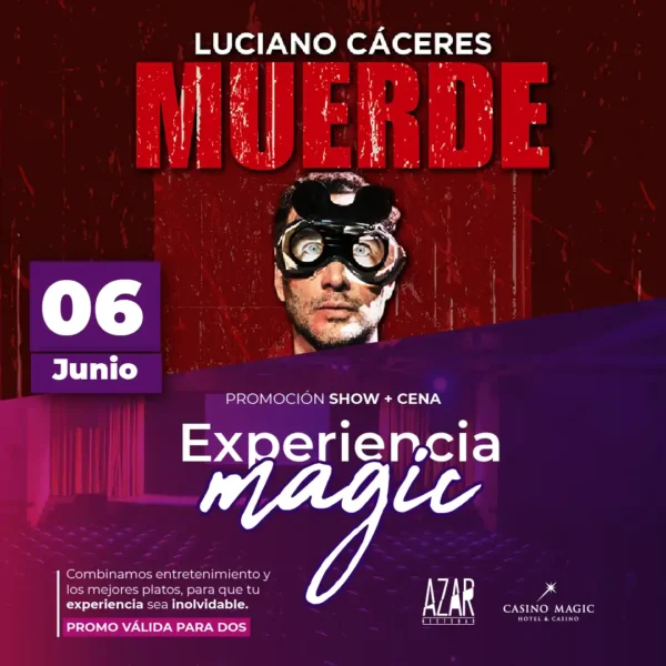 Luciano Cáceres (Muerde) + Cena para 2 personas